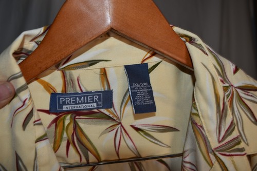 Premier International Men’s 2XL Hawaiian Aloha Shirt Yellow Palm Leaf Print EE13 - Picture 5 of 8