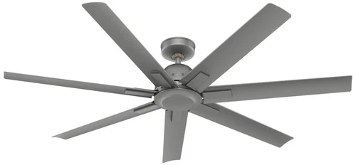 60" Hunter Downtown Matte Silver Damp Ceiling Fan with Wall Control - Picture 2 of 7