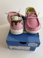 NEW Hey Dude Wendy Sweet Treat Girls Shoes Ice Cream Pink Canvas Toddler 6 / 7