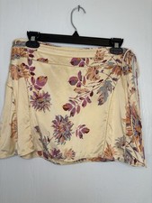 VTG Y2K Abercrombie  Fitch Butter Yellow Floral Silk Mini Skirt Sz 6