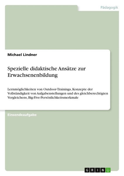 Spezielle Didaktische AnsäTze Zur Erwachsenenbildung Michael Lindner Taschenbuch-image