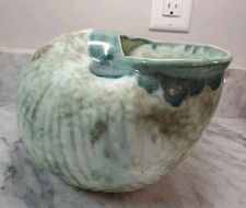 McCarty Pottery Large Dirty Jade Shell Glazed Edge