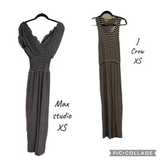 Two (2) Woman’s Outfits- Max Studio B&W Jumper XS & J. Crew Blue/White Dress XS