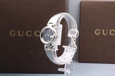 New Battery [N MINT/w BOX] GUCCI 134.5 Black Dial Silver Quartz Ladies Watch JP