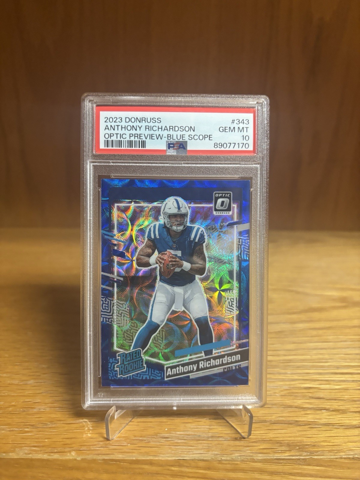 2023 Donruss Optic Anthony Richardson Blue Scope Prizm Rated Rookie #247 PSA 10