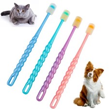 DQITJ 4 Pcs 360 Degree Small Dog Cat Soft Toothbrush