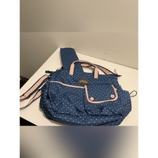 Matilda Jane Brand The Essentials Diaper Bag Navy Blue Pink Polka Dots