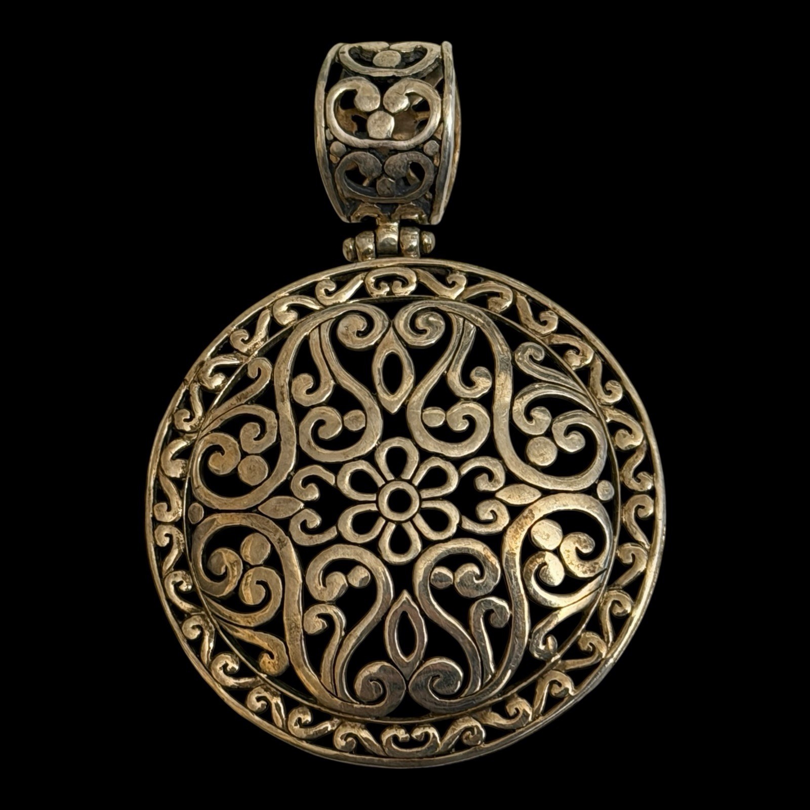 925 Sterling Silver Open Scrollwork Filigree Roun… - image 1