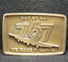 XE01128 VINTAGE 1970s  BOEING 767  DAY BY DAY WE MAKE IT HAPPEN BELT BUCKLE