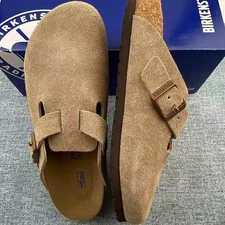 Birkenstock Boston Taupe Suede Leather Soft Footbed Unisex Shoes Clogs EU 37-45