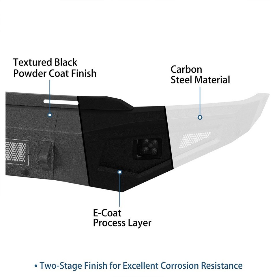 HR GUARDIAN Ⅰ STEEL BLACK FRONT BUMPER (2021-2023 FORD F-150, EXCLUDING ...