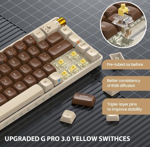 R68 60% Wireless Mechanical Keyboard, Hot Swappable Custom Keyboard - Picture 2 of 3