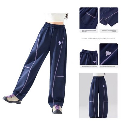Girls Birthday Retro Trousers Kids Pants Running Yoga Sports Wide-leg Gift Bold