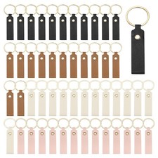 80Pcs Leather Laser Engraving Keychain Blanks Black/White/Caramel/Pink 3.7"x0.7"