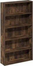 Industrial 5 Shelf Wood Bookshelf Bookcase Storage Display Book Shelving Rack