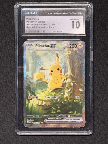 Pokémon Pikachu ex 276/217 Ascended Heroes CGC 10 Gem Mint!!