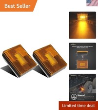 2 Amber 3 LED Square Stud Mount Clearance Side Marker Lights Trailer Camper w...
