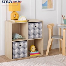 4-Cube Storage Organizer Bookcase Open Closed Shelves Home Office Storage New