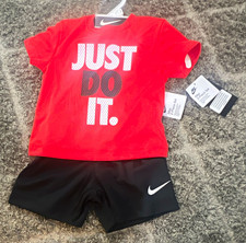 Nike Boys 2T 2pc Shorts Set Red Just Do It T-Shirt Black Shorts