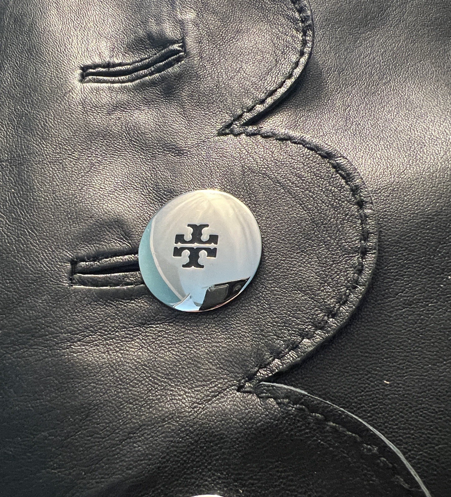 EUC $3450 Tory Burch Size 10 Black Leather Jacket image 9
