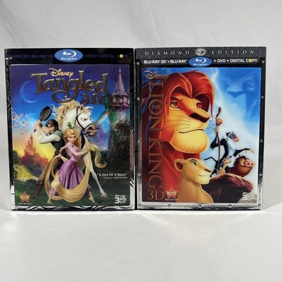 Disney Blu-ray 3D Lot Tangled + Lion King Diamond Edition Animated Classics