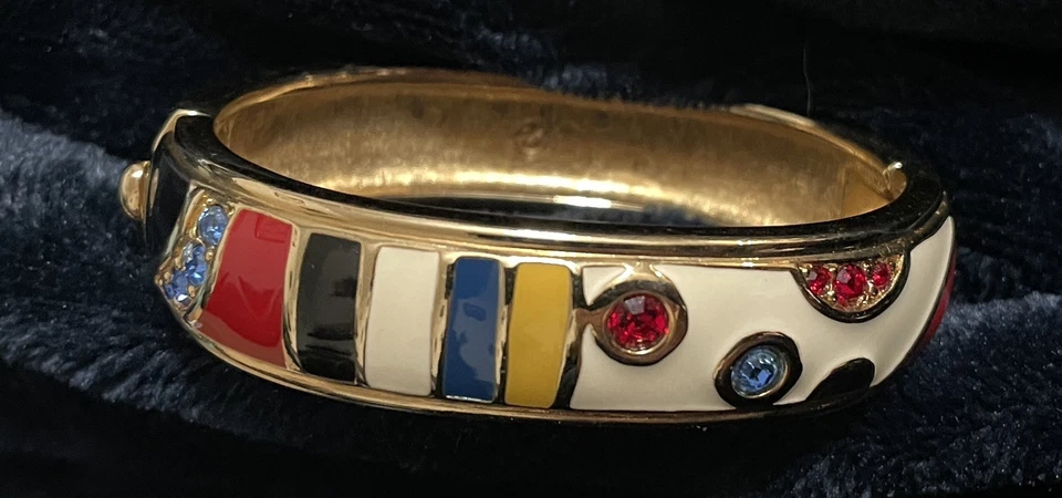 PULSERA BRAZALETE VINTAGE SWAROVSKI “TONIFICADO DORADO” ESMALTE MULTICOLOR ESTRÁS Foto 2 de 4