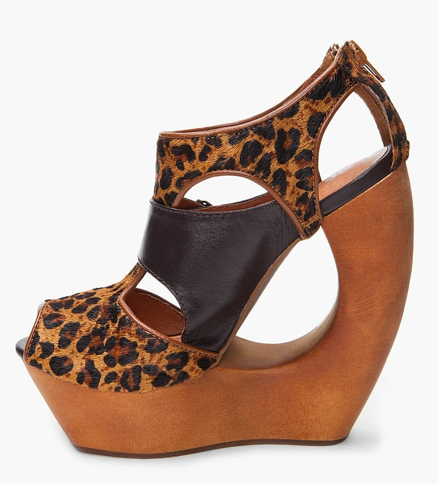 JEFFREY CAMPBELL РОК МЕНЯ ГЕПАРД ПЕЧАТЬ БОТИНОК СЕКСУАЛЬНЫЕ КАБЛУКИ САНДАЛИИ ТУФЛИ НА ТАНКЕТКЕ - Изображение 3 из 4