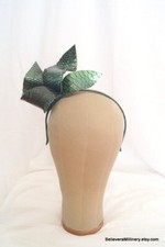 Green Black Headband Fascinator Melbourne Cup Race Wear Wedding Guest