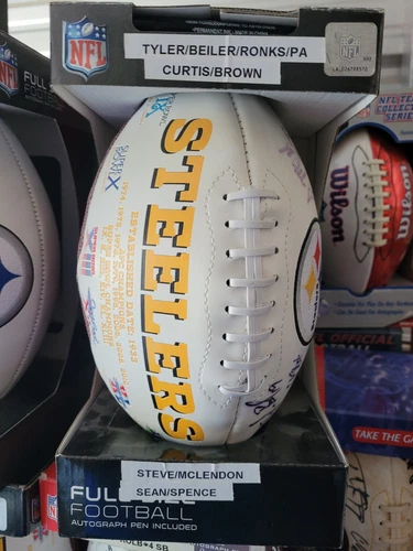 Pittsburgh Steelers autographed signed football 4 signatures Brown,McClendon,