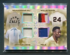 2023 Leaf Ultimate Soccer Quad Memorabilia Ali Arthur Ashe Willie Mays Pele 7/8