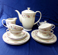 PMR Jaeger & Co. Kaffeegeschirr Kaffeeservice f. 4 Personen elfenbein Blümchen