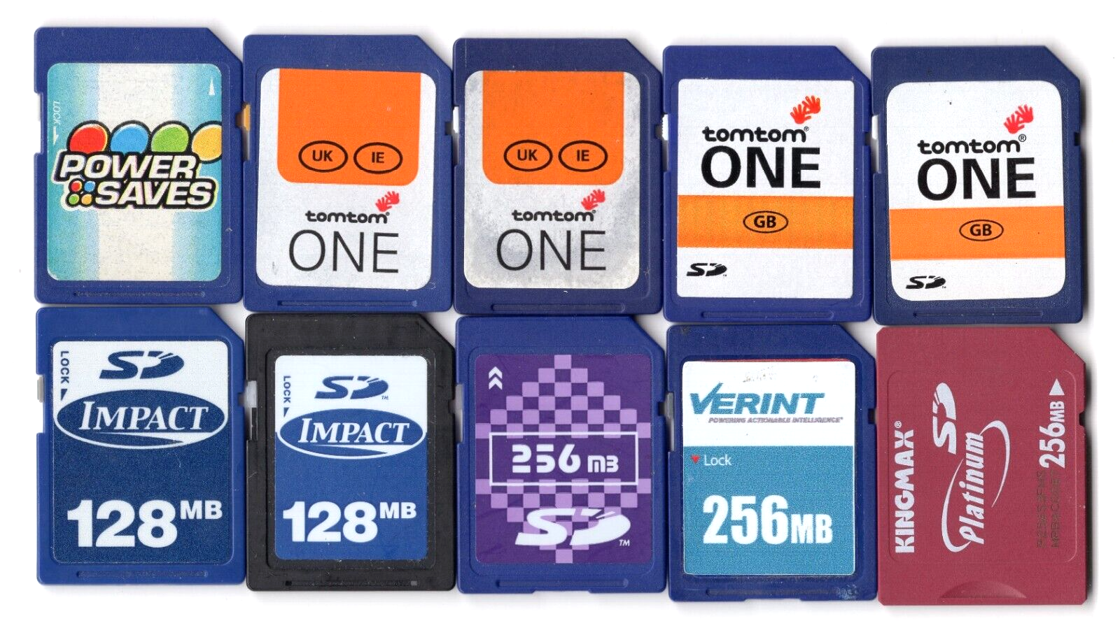 Lot Of 10x Misc. Brands 128MB / 256MB / 512MB MEGABYTE SD Camera Memory Cards
