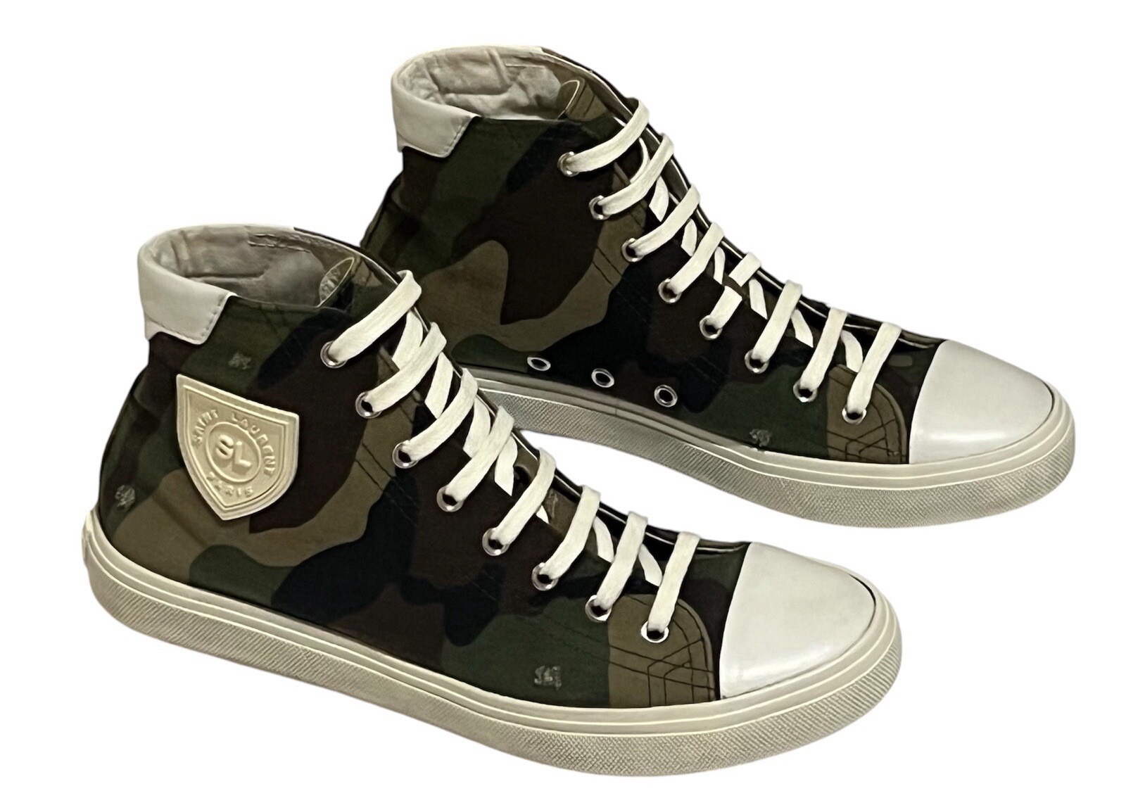 Scarpe da ginnastica Saint Laurent Paris Bedford mimetiche alte da donna taglia 9 casual EU 40