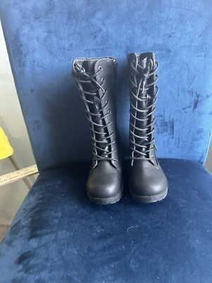 Black Mudd Girls  Casual  Knee High Lace Up Boots W Design Zipper &Buckle Size 7