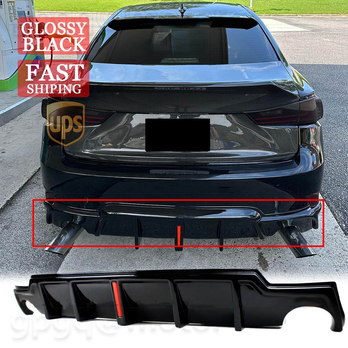 For Lexus IS250 IS350 06-2013 JDM Gloss Black Rear Bumper Diffuser