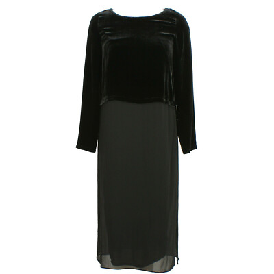 Eileen Fisher Womens Silk Velvet Casual Dress Black S