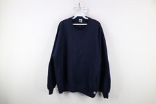Vtg 90s Russell Athletic Mens 2XL Faded Blank Crewneck Sweatshirt Navy Blue USA