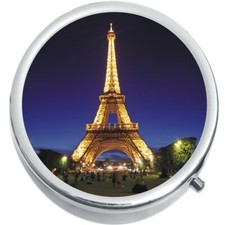 Eiffel Tower Night Paris Medicine Vitamin Pill Box