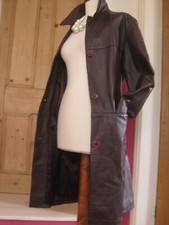 Real Leather Trench Coat Oxblood 18 20 Long Line Jacket Relaxed Milan Burgundy