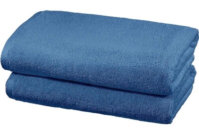 Amazon Basics 2 Badetücher 100% Baumwolle 2er Pack (70x140cm) Seeblau
