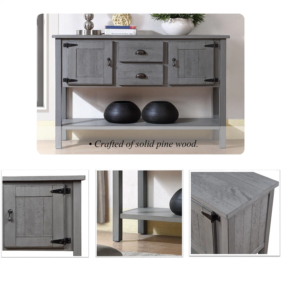 48 Inch Sideboard Storage Dining Buffet Cabinet Console Table with Shelf&Drawers - Image 4 of 4