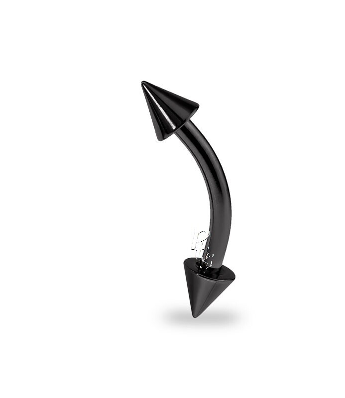16G Anodized 316L Surgical Steel Curved Barbell Eyebrow Ring | 3x4mm Spikes | 8mm Length