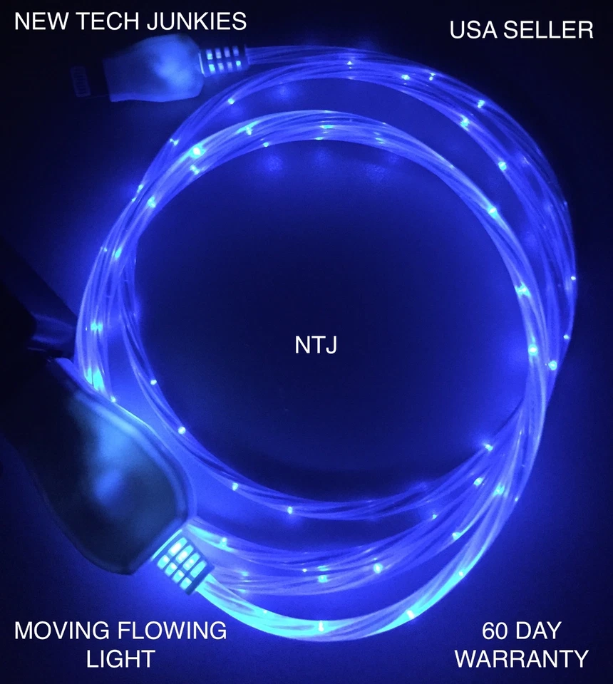 FLOW LED Light (3ft) el USB data sync charger cable FOR iPhone 6 5s 5c plus - Image 2 of 4