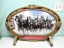 Vintage Budweiser Anheuser Busch Gold Clydesdale Bubble Sign 30"x24"x10"