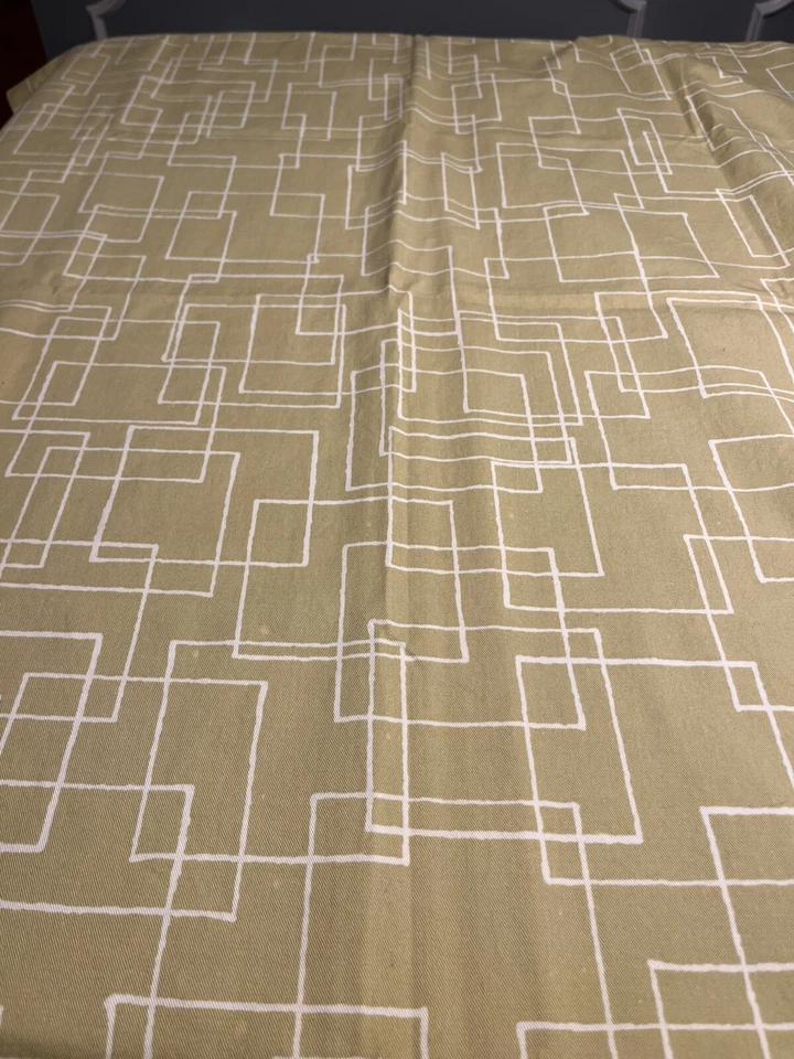 Crate and Barrel Green Geometric Shower Curtain 100% Cotton - Image 2 of 4
