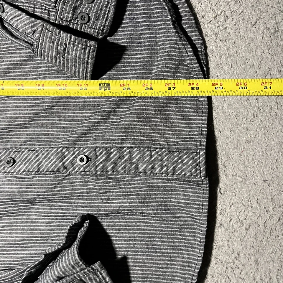 Camisa Helix Para Hombres Grande Gris Rayas Diente de Sierra Bolsillo Western Manga Larga Foto 3 de 4