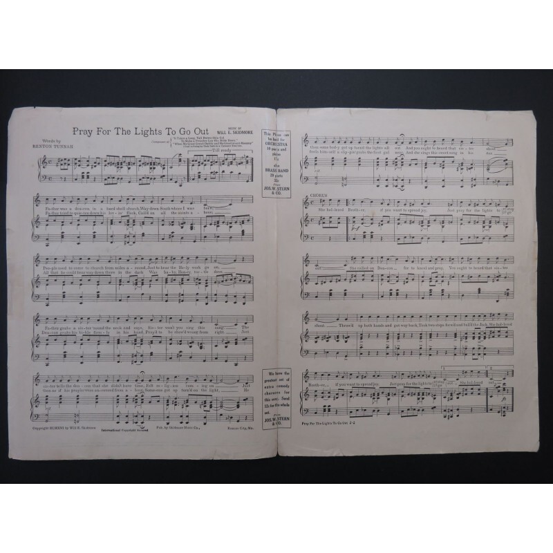 Skidmore Will E. Pray for The Lights To Go Out Singer Piano 1916 eBay