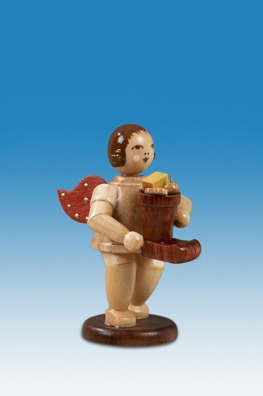 Ángel de Madera Geschenkeengel Con Bota Papá Noel Sin Corona - Natural Altura