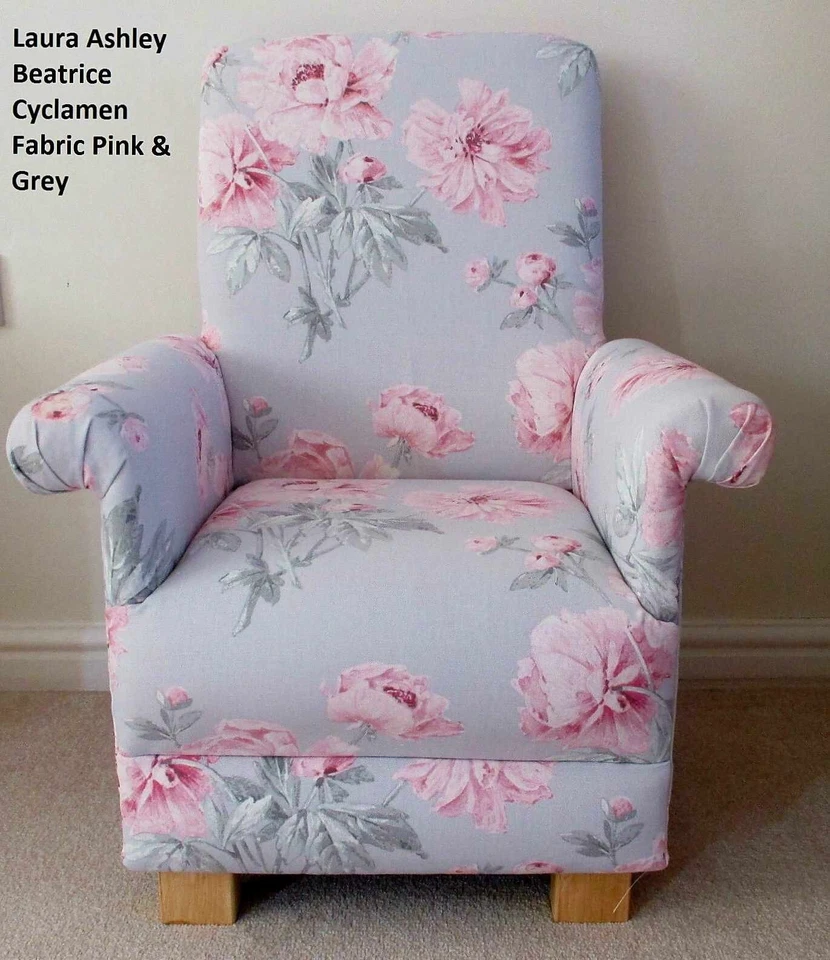 Laura Ashley Bacall Dusky Pink Fabric Adult Chair Armchair Magenta Plain Accent - Image 4 of 4