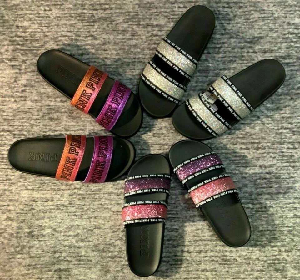 Victoria's Secret розовый блестящий блестящий омбре переливающийся горки сандалии S M L - Изображение 3 из 4